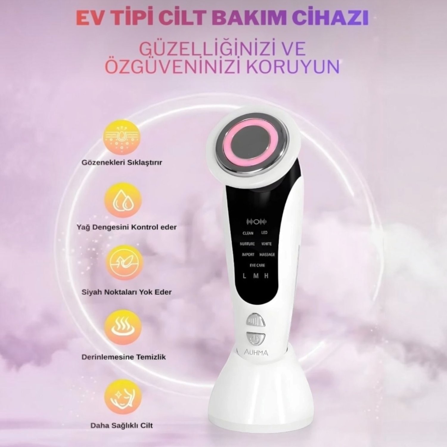 AUHMA AHB-05 Yüz Germe Sıkılaştırma, Cihazı Siyah Nokta Temizleme,Göz Altı Bakımı 7'si 1 Arada 