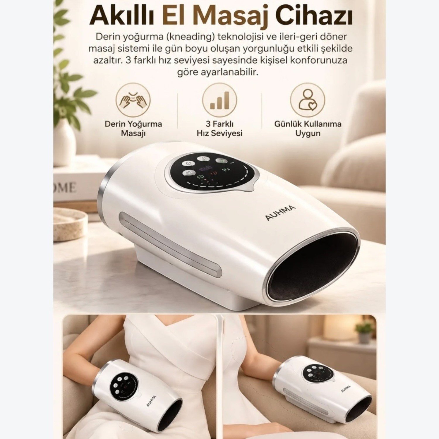 Auhma AMG46 Kablosuz 2000MAH  Akıllı Isıtmalı El Masaj Cihazı  