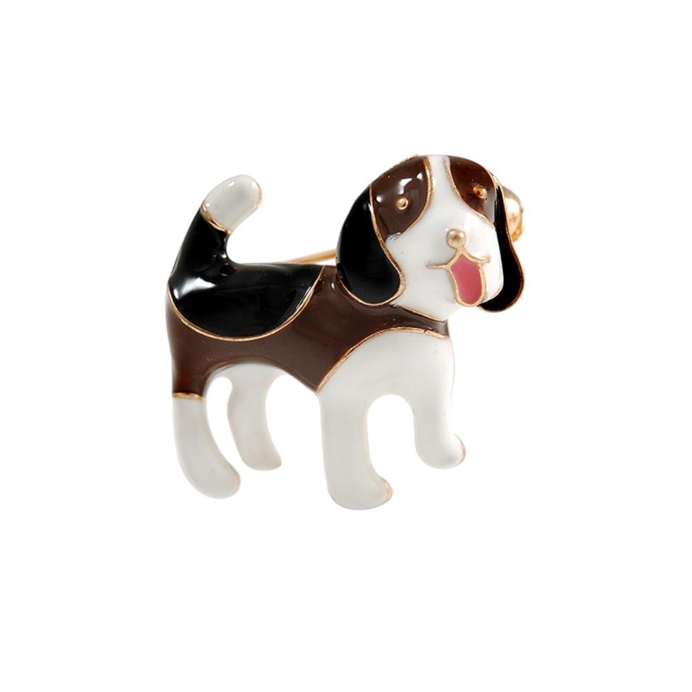 Beagle Köpek Broş (4 cm) Mineli Gold Renk