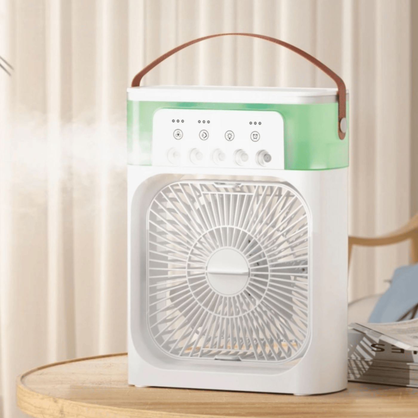 Blic 5 Başlıklı Buharlı Klima Fanı 600ML Su Hazneli Siyah | USB-C Şarj ile Kullanım Masaüstü Air Cooler Beyaz