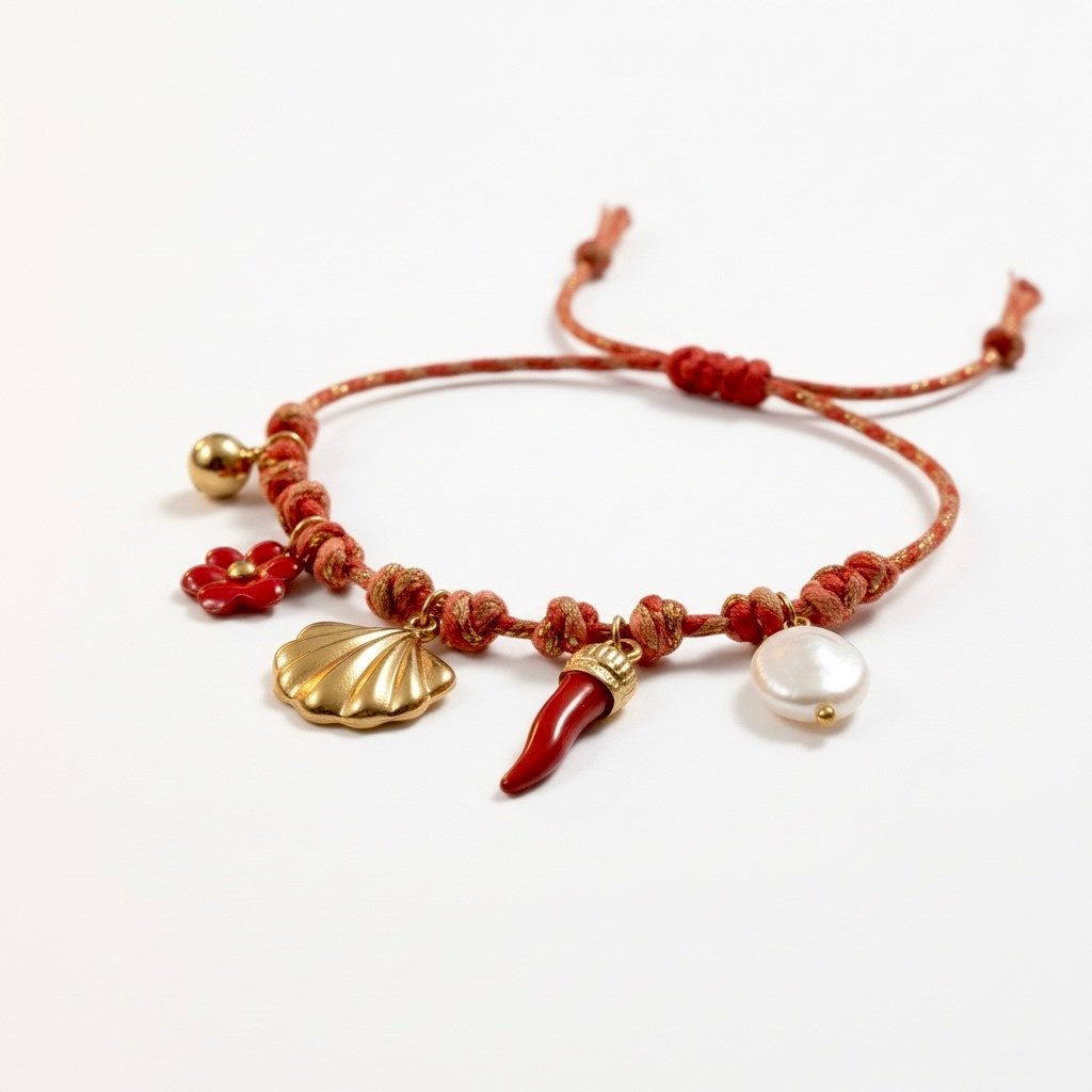 Çelik Summer Charms Kırmızı Bileklik Altın Renk