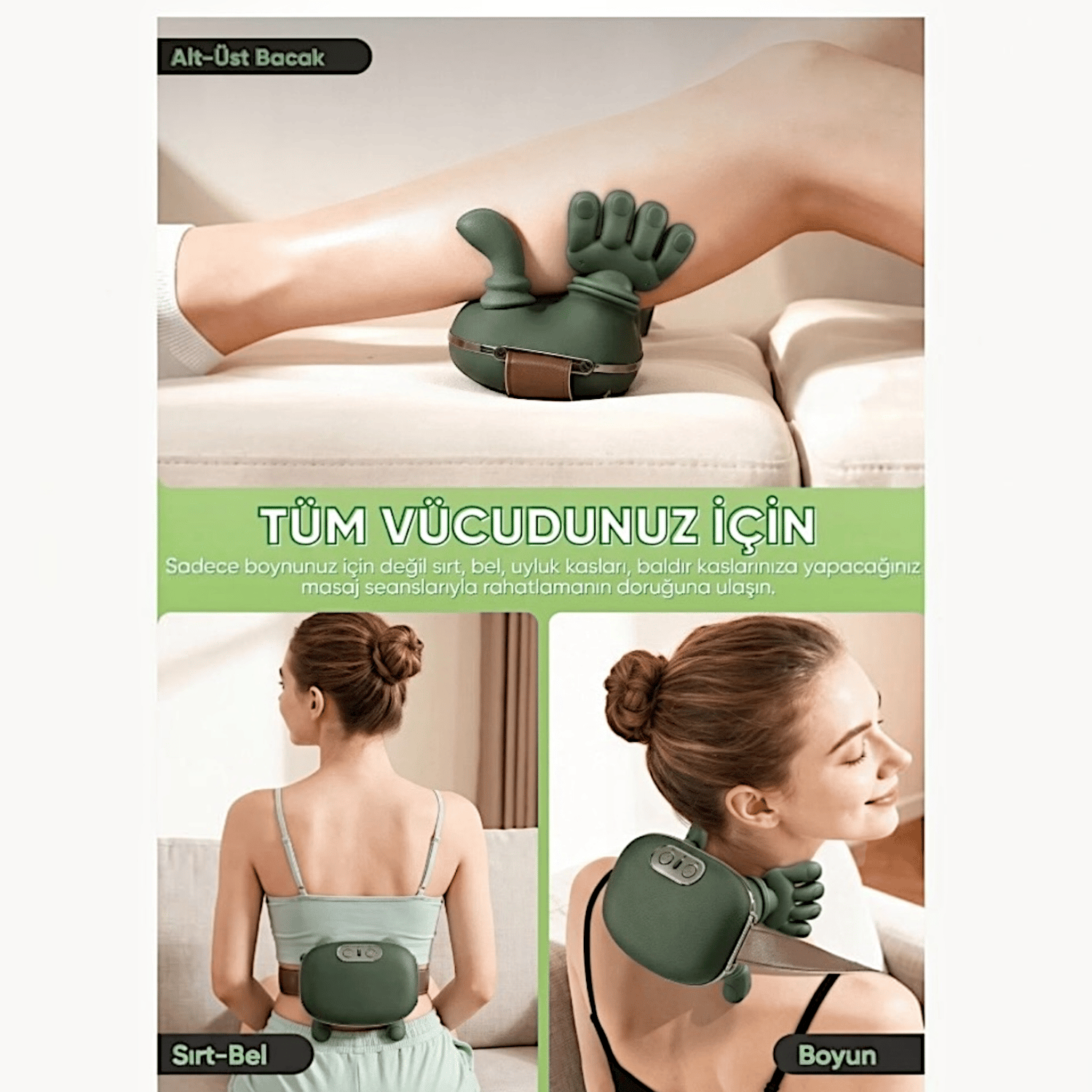 Cesicey RelaxPro 3D Isıtmalı Şarjlı Boyun Omuz Masaj Aleti-3 Kademeli Yoğurma Masajı Kablosuz Masaj Cihazı