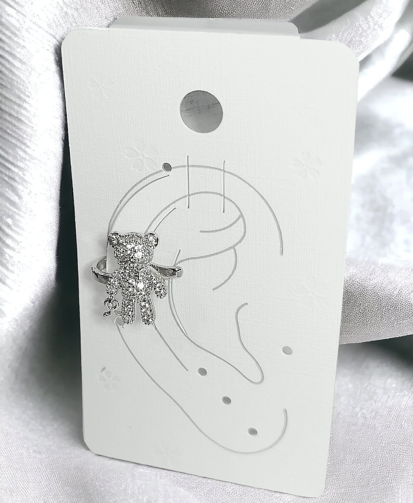 Earcuff Çelik Zirkon Taşlı Teddy Model Gümüş Renk Kıkırdak Küpe