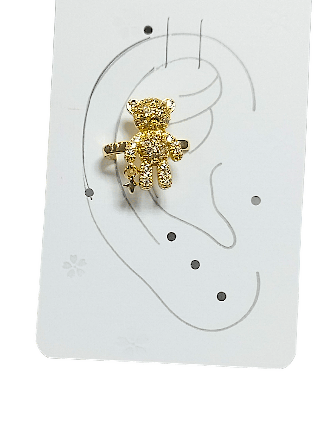 Earcuff Çelik Zirkon Taşlı Teddy Model Altın Renk Kıkırdak Küpe