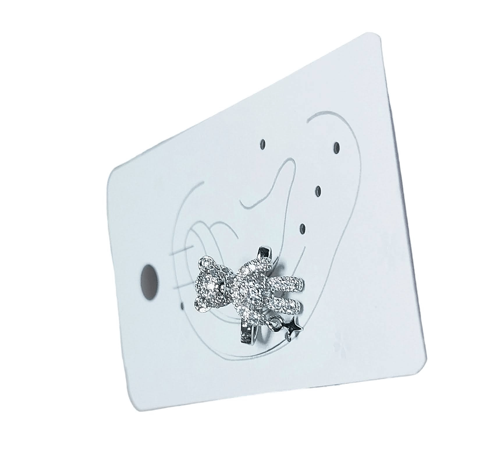 Earcuff Çelik Zirkon Taşlı Teddy Model Gümüş Renk Kıkırdak Küpe