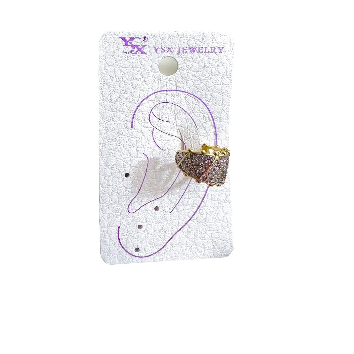 Earcuff Sıkıştırmalı Çelik Kıkırdak Küpe Üçgen Desenli Zirkon Taşlı Altın Renk         