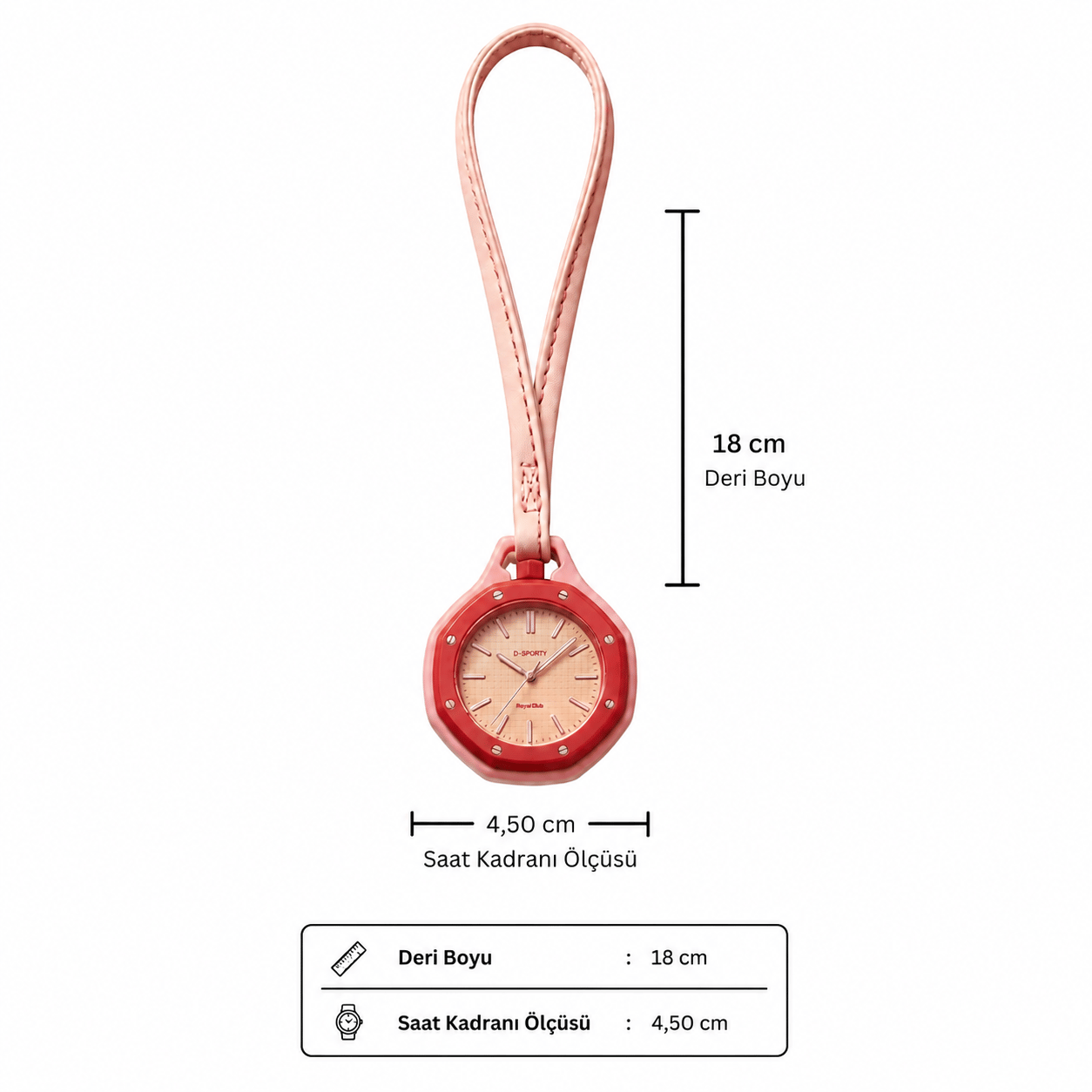 Lüks Saat Tasarımlı Çanta Aksesuarı Pembe Kırmızı