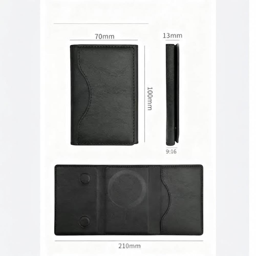 MagSafe Özellikli Mıknatıslı Kartlık5 Bölmeli Stand Olabilen Suni Deri 