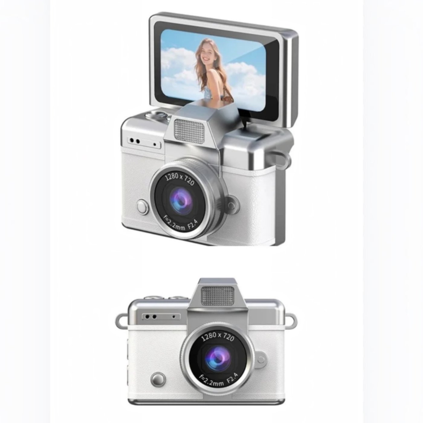 Mini Dijital Kamera (Boy 3,5 *4,5 cm )Yüksek Çözünürlüklü 1280*720 Hd Ekranlı Beyaz Renk 