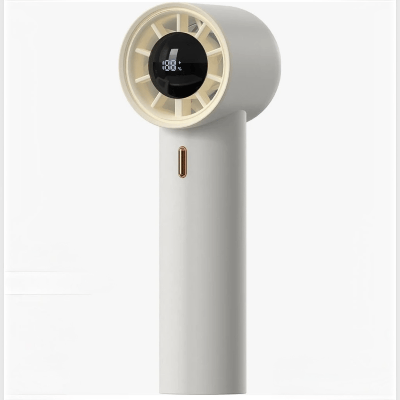 Mini  Taşınabilir Turbo El Fanı – Yüksek Hızlı, Akıllı Dijital Ekran, Usb-C Şarj Edilebilir, Kompakt, Modern Ekru