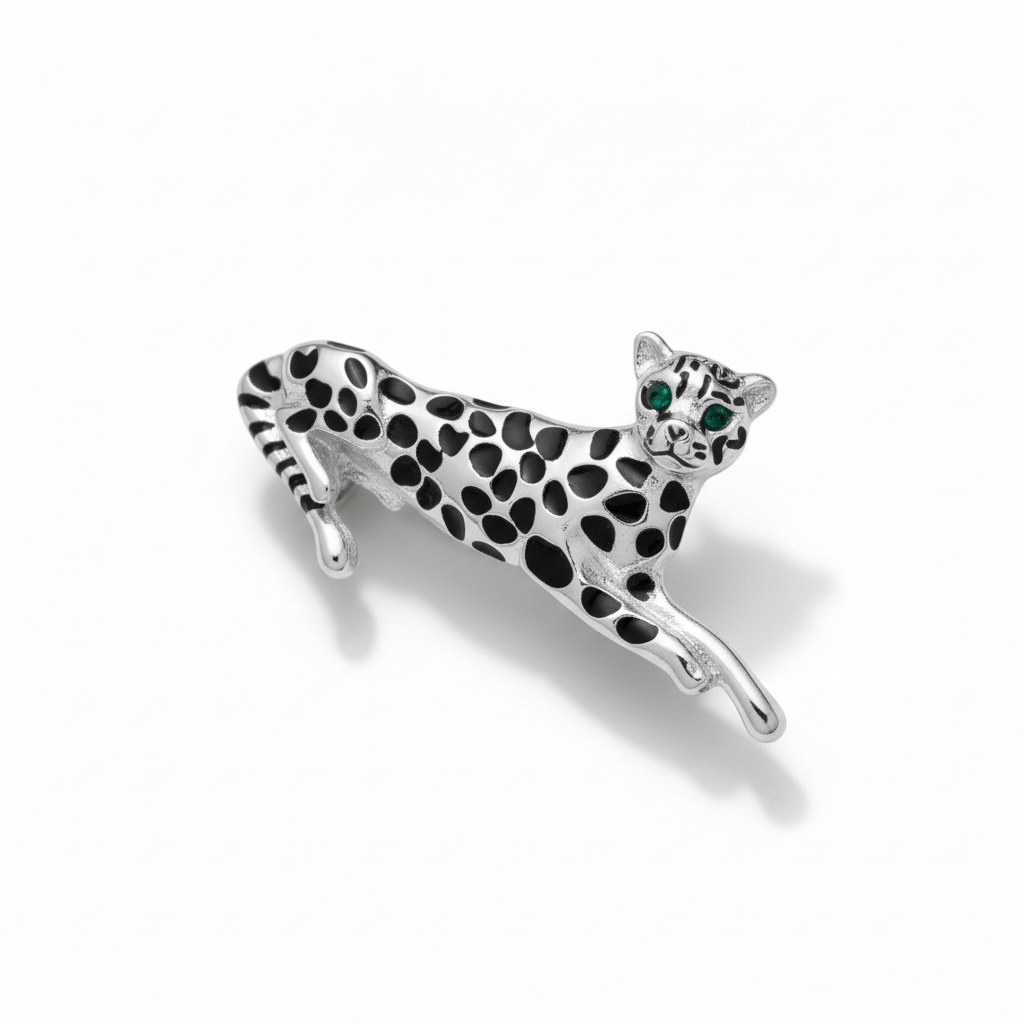 Panter Broş (6 cm) Gümüş Renk