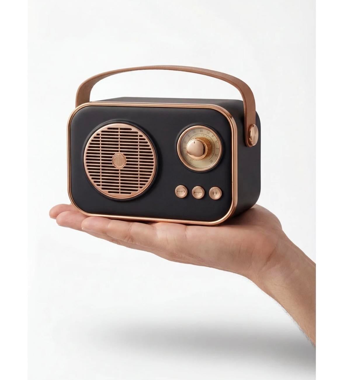 Retro Taşınabilir Bluetooth Hoparlör Siyah Renk 
