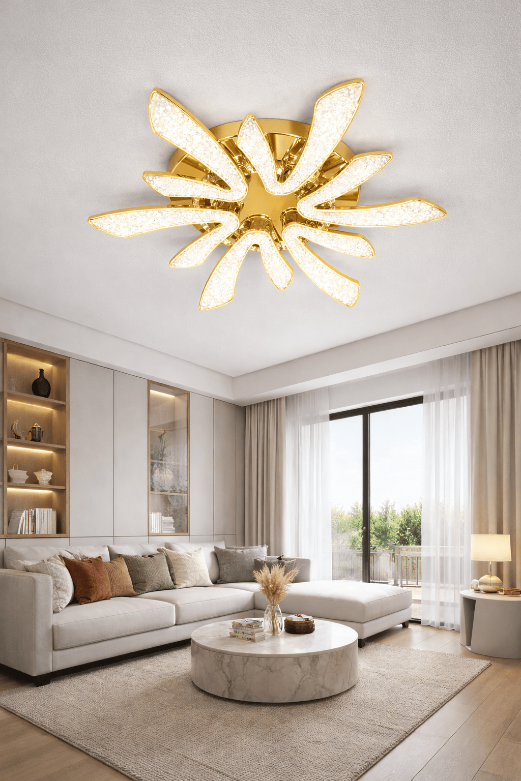 LEDLİ AVİZE AKRİLİK VİRAL PLOFONYER GOLD