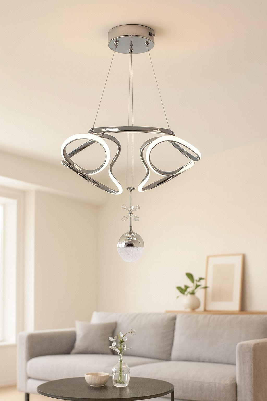 LEDLİ AVİZE DRON BÜYÜK 1 TOP KROM