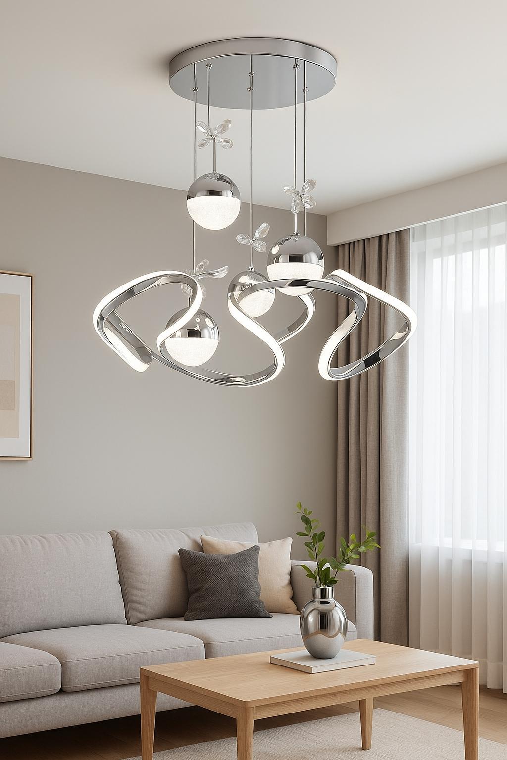LEDLI AVİZE DRON MAXİ 4 TOP KROM