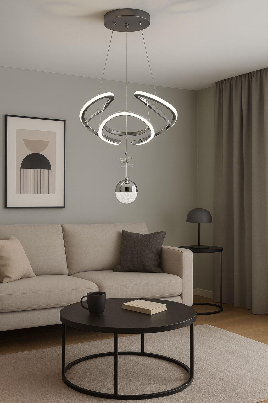 LEDLİ AVİZE DRON ORTA 1 TOP KROM