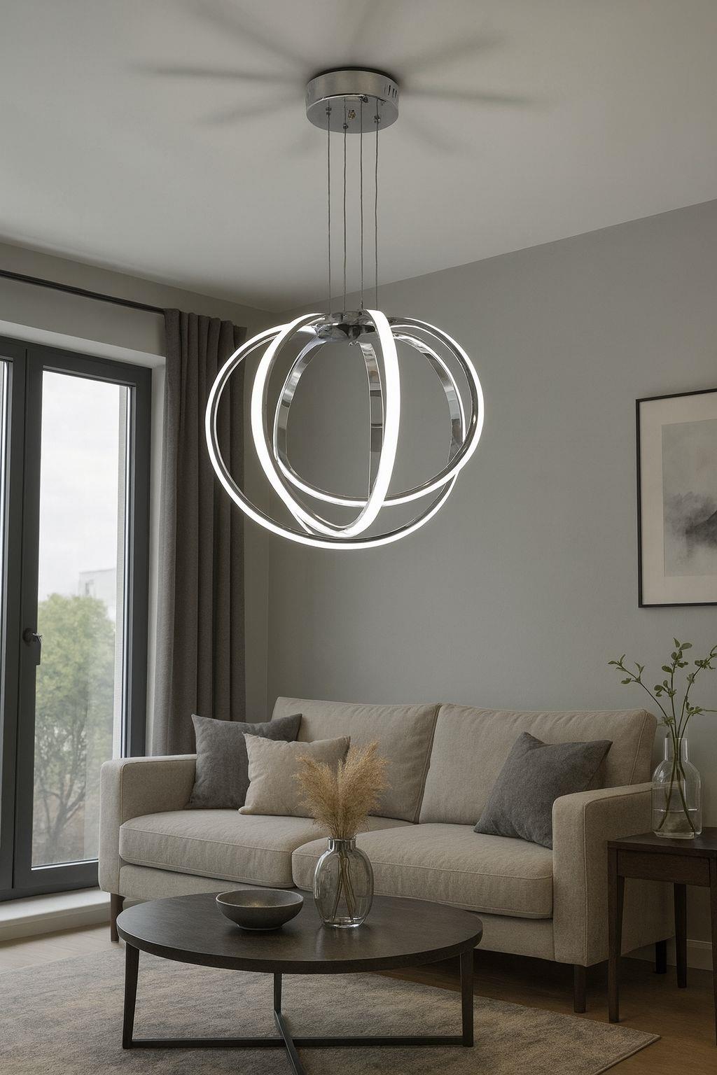 LEDLİ AVİZE ELIPS 4 LU KROM