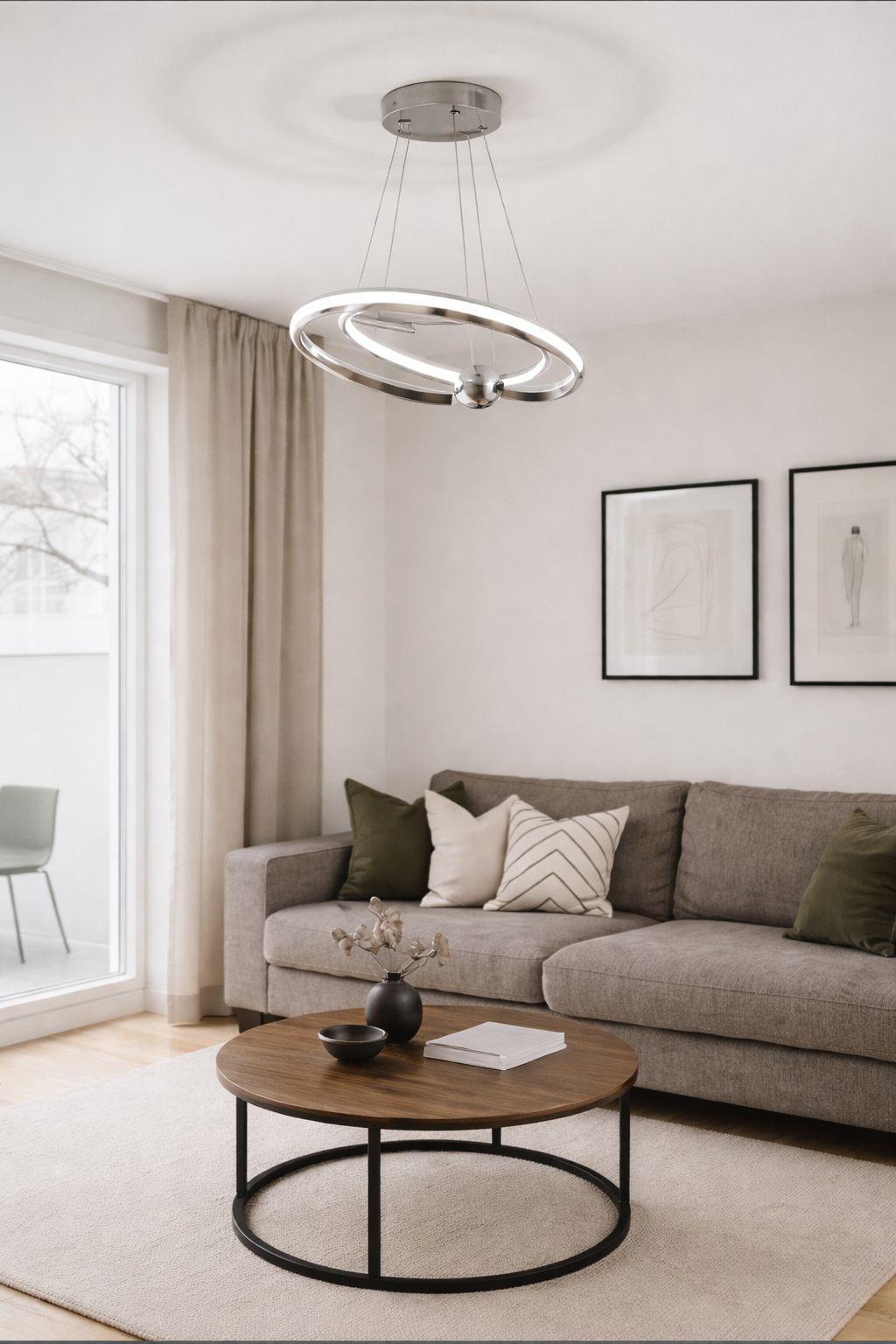 LEDLİ AVİZE HİLAL 1 Lİ 43 CM KROM