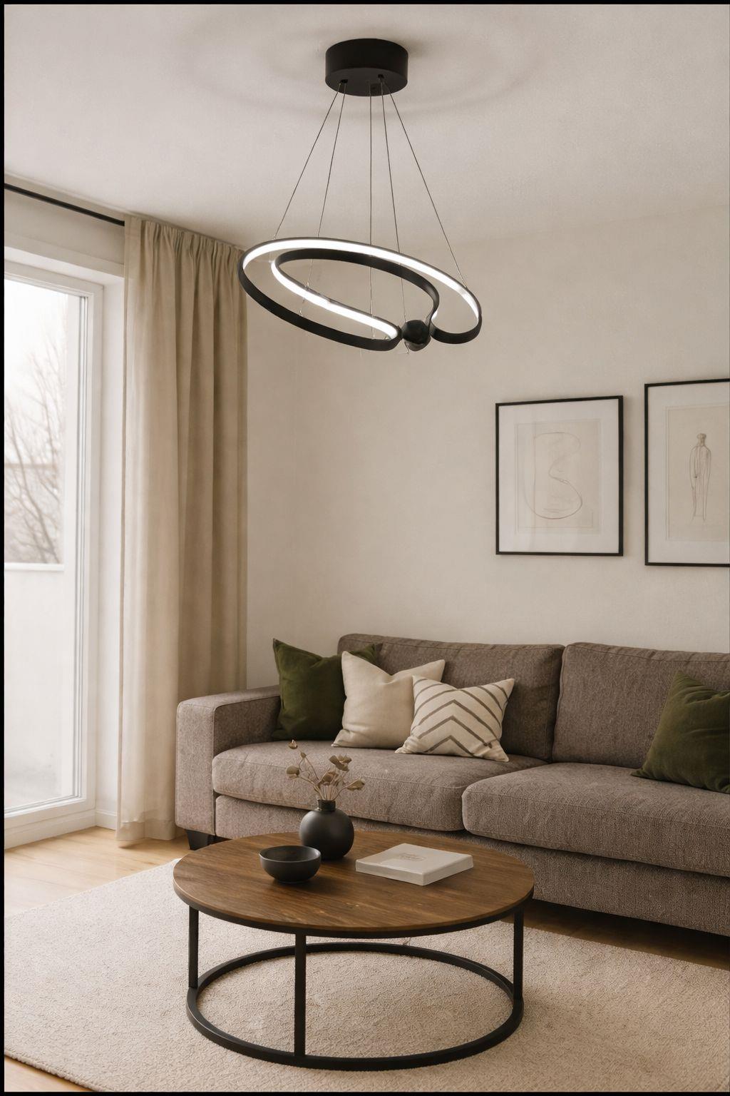 LEDLİ AVİZE HİLAL 1 Lİ 43 CM SİYAH