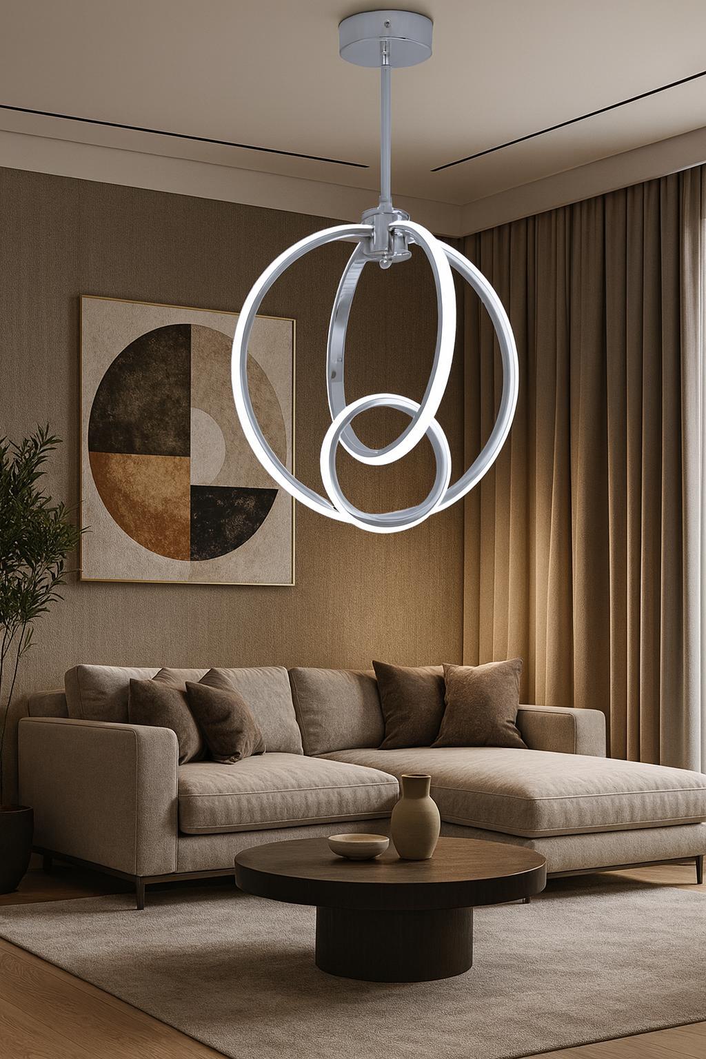 LEDLİ AVİZE KÜRE BURGULU BÜYÜK KROM