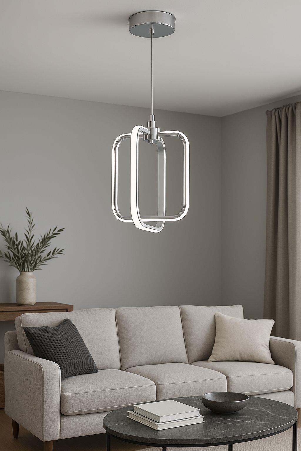 LEDLİ AVİZE KÜRE KARE KÜÇÜK KROM