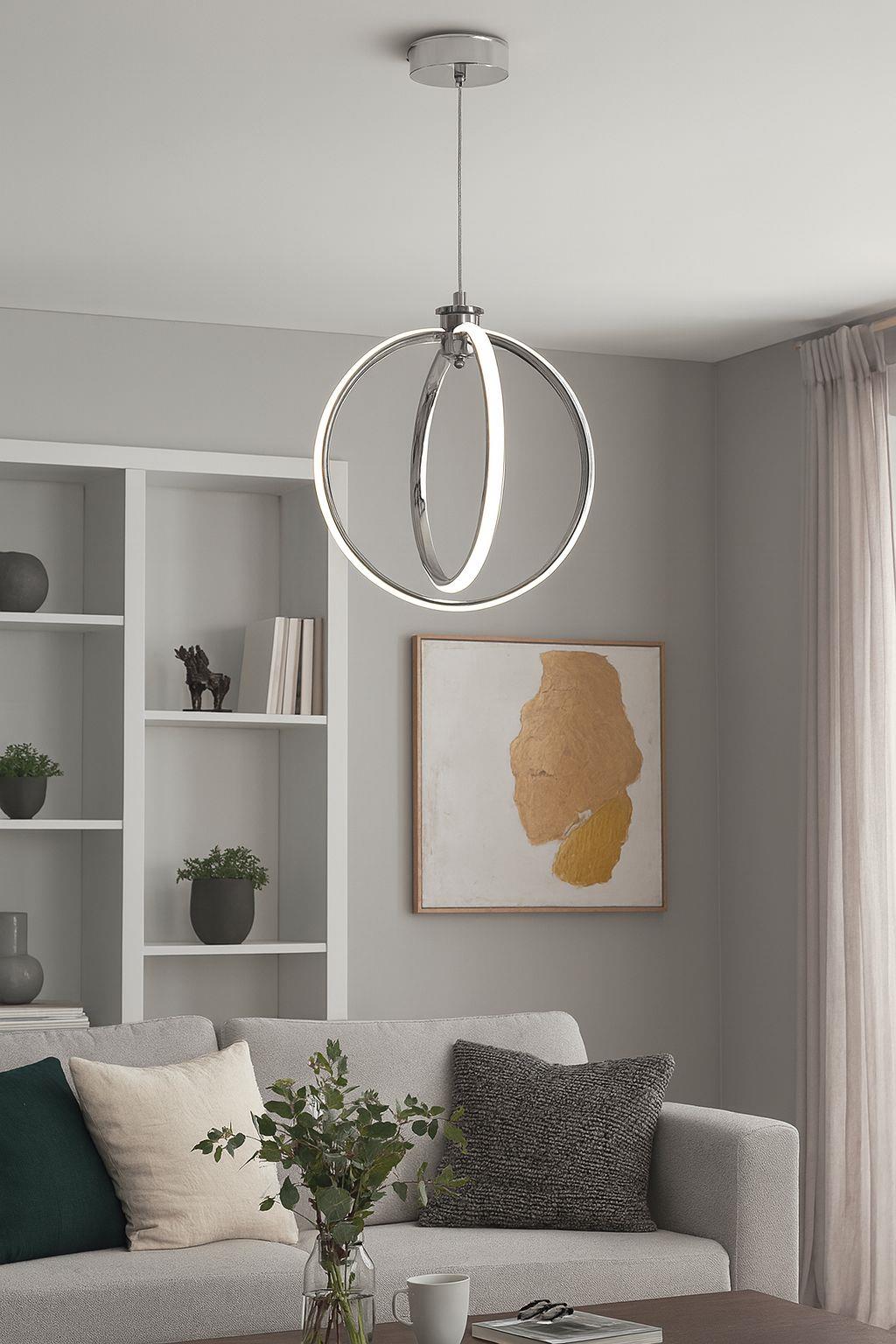 LEDLİ AVİZE KÜRE YUVARLAK BÜYÜK KROM