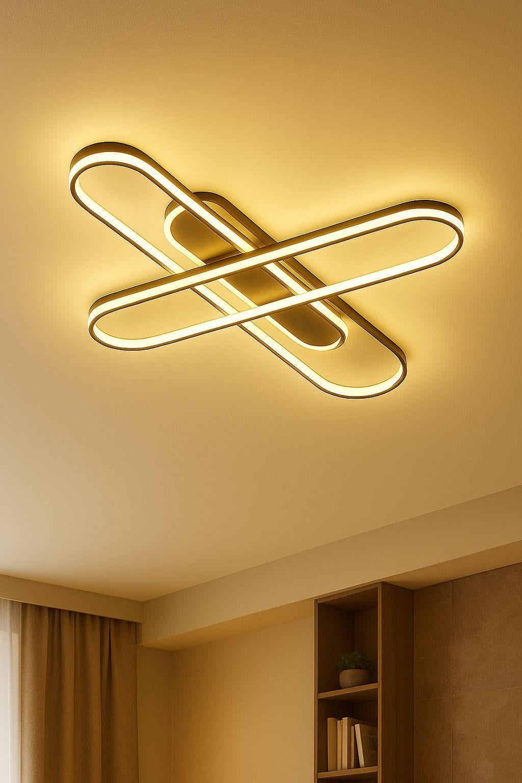 LEDLİ AVİZE OVAL PLOFONYER 50*55 SİYAH