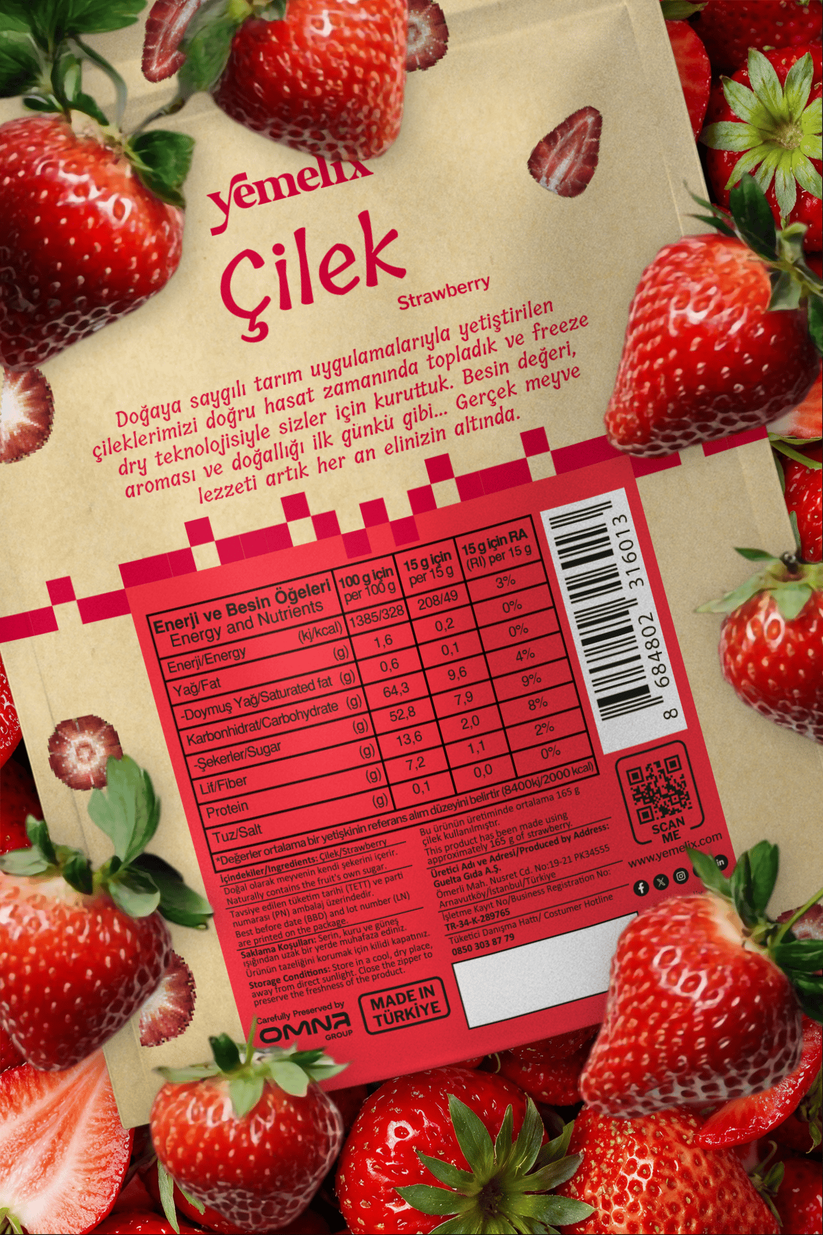 3 Adet Freeze Dried Çilek - Dondurularak Kurutulmuş Çilek 15G