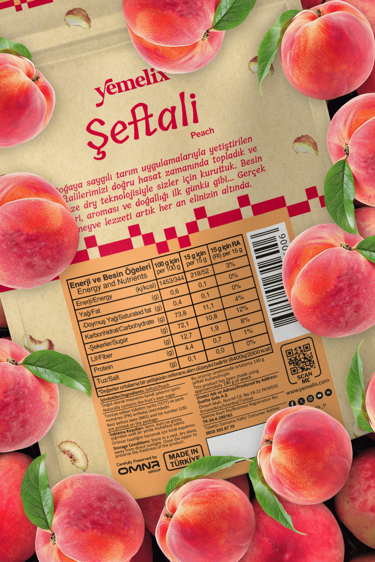 3 Adet Freeze Dried Şeftali - Dondurularak Kurutulmuş Şeftali 15G