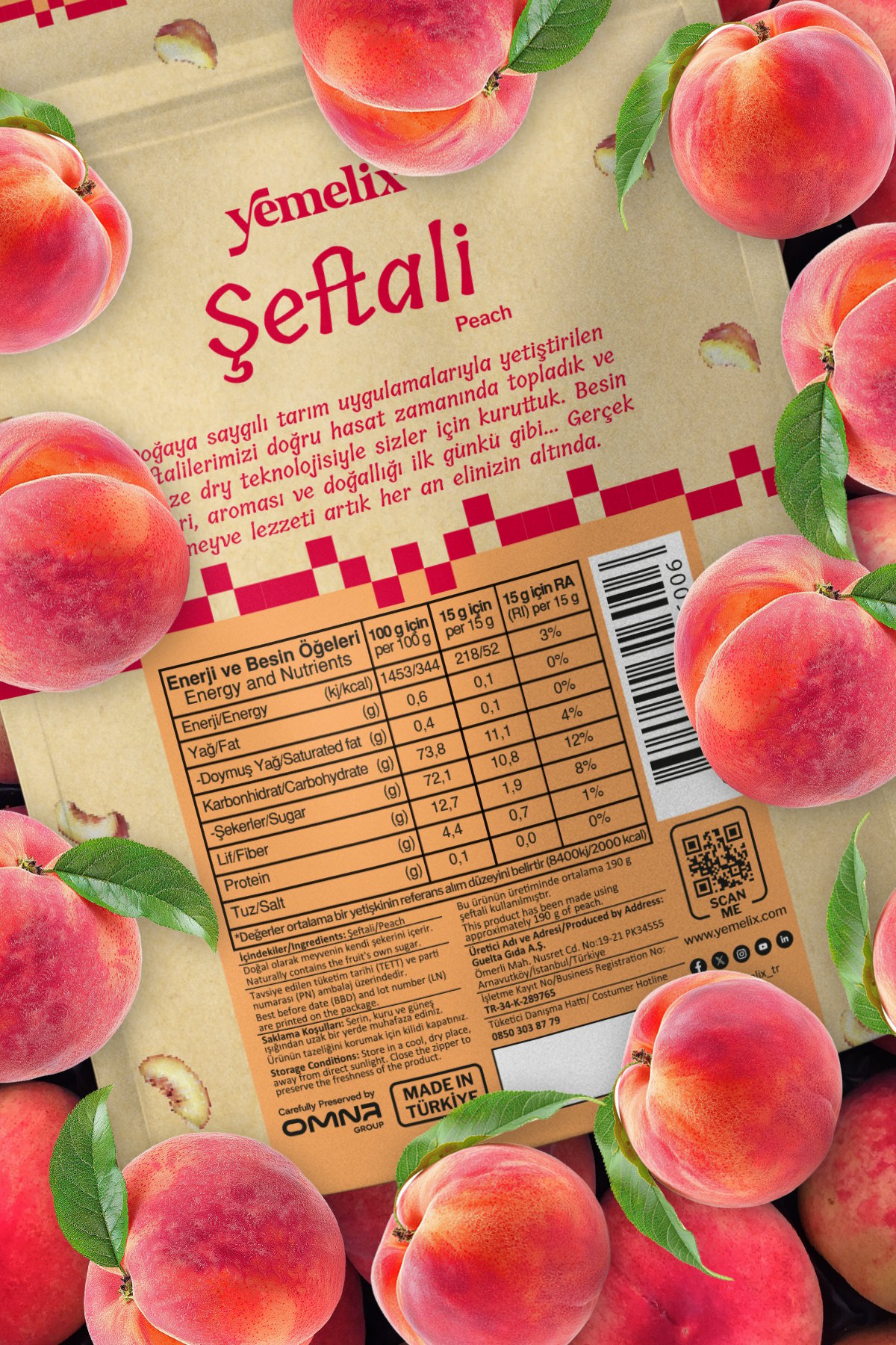 3 Adet Freeze Dried Şeftali - Dondurularak Kurutulmuş Şeftali 15G