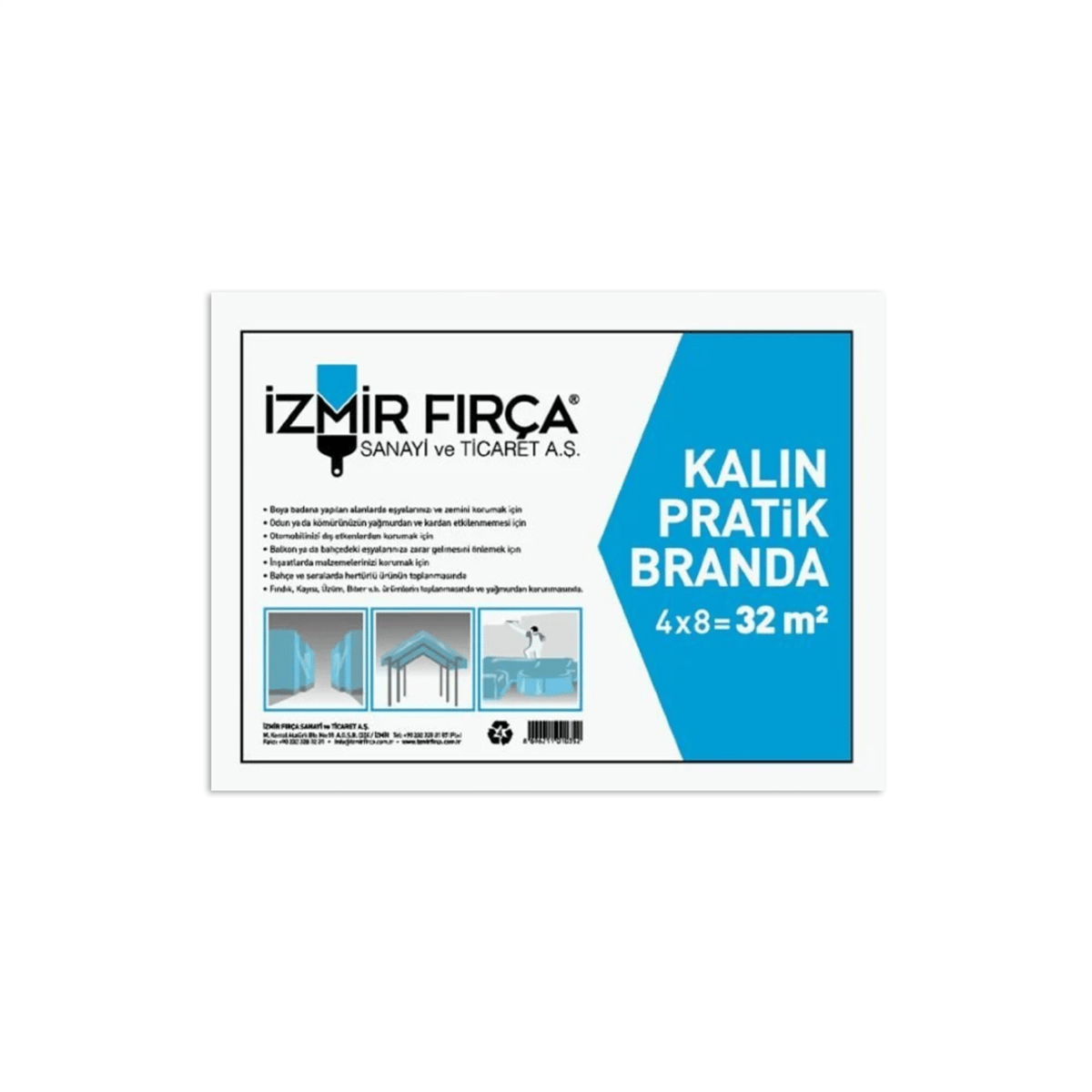 İzmir Kalın Pratik Branda 32 m2 Poşetli