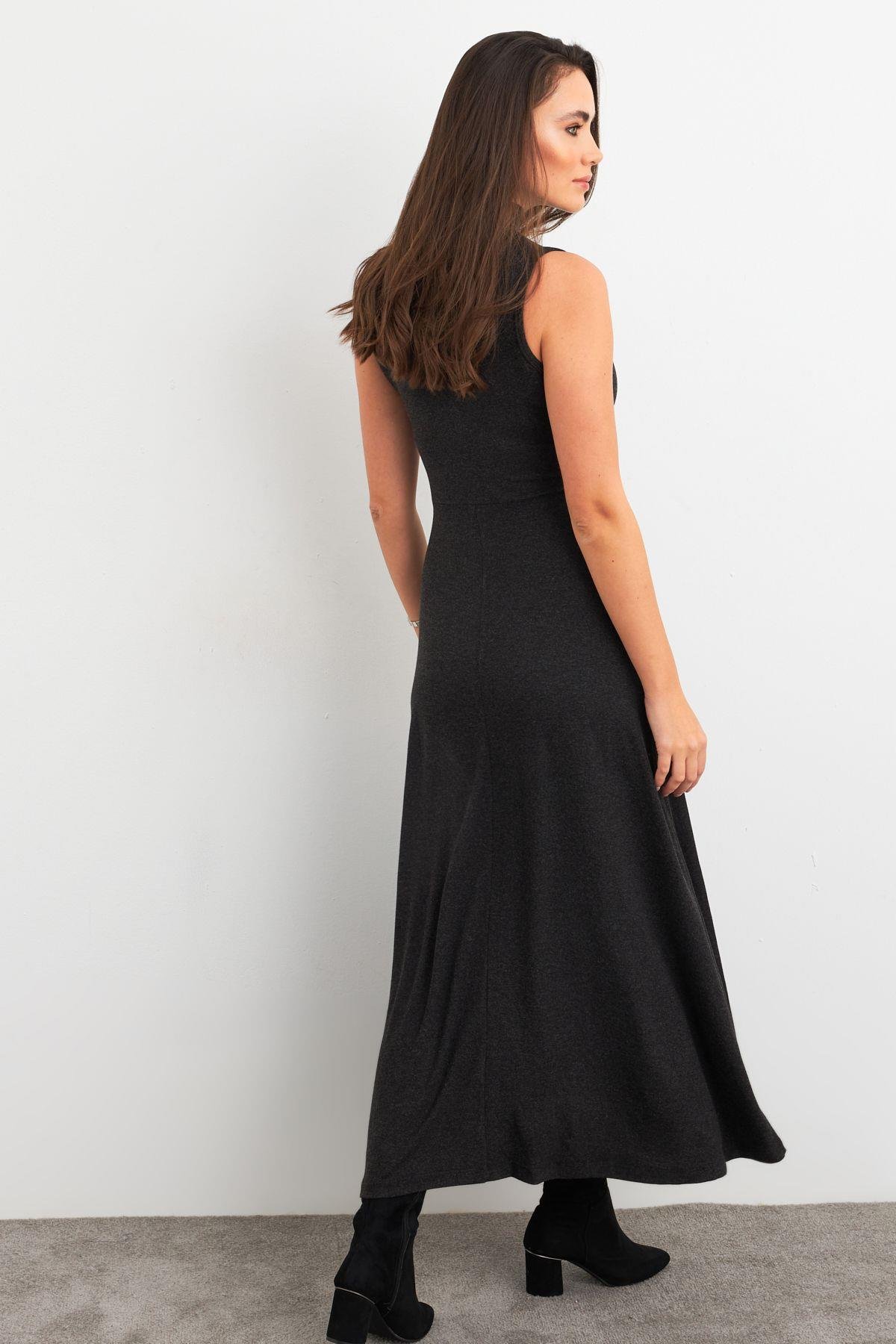 Kadın Antrasıt Basic Midi Elbise MEY3019