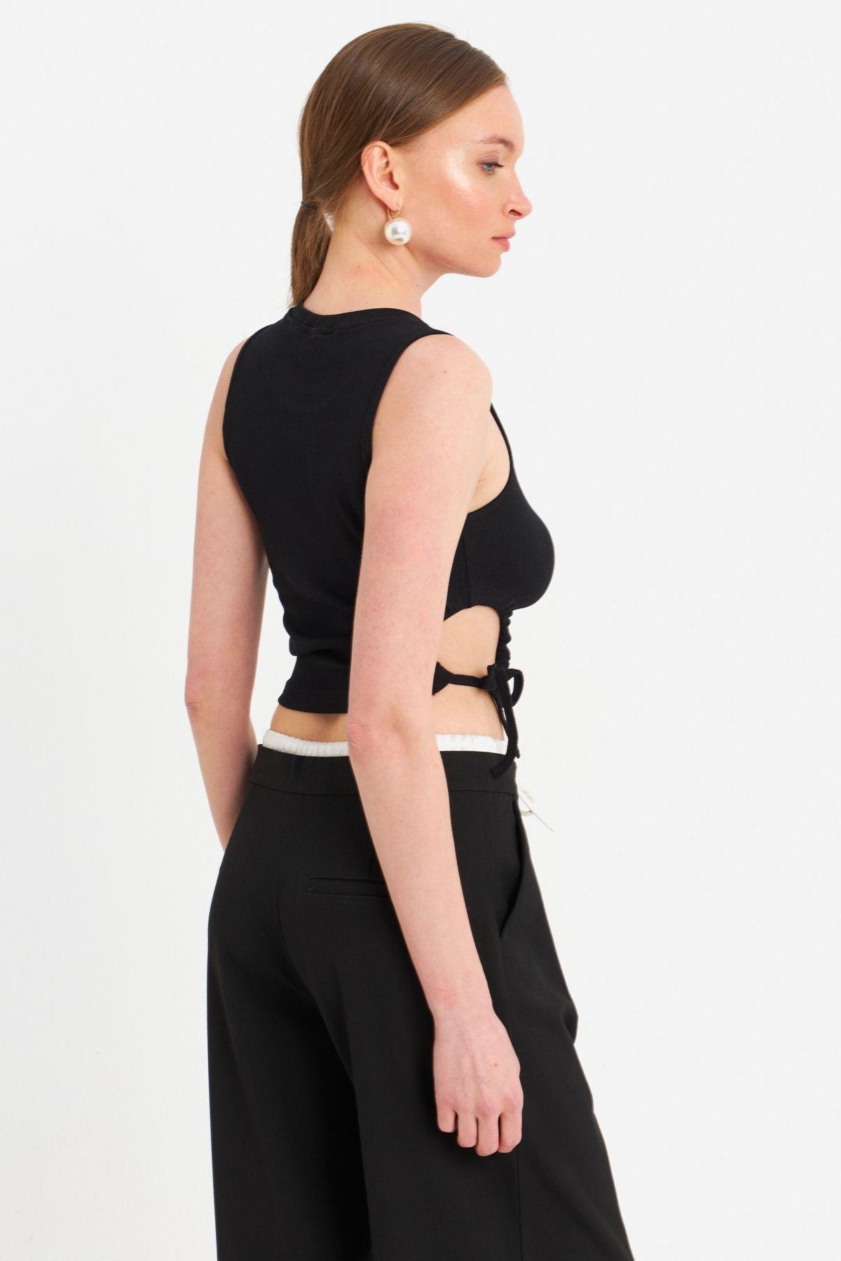 Kadın Bebe Mavi Yanı Büzülebilir Basic Bluz RSP329