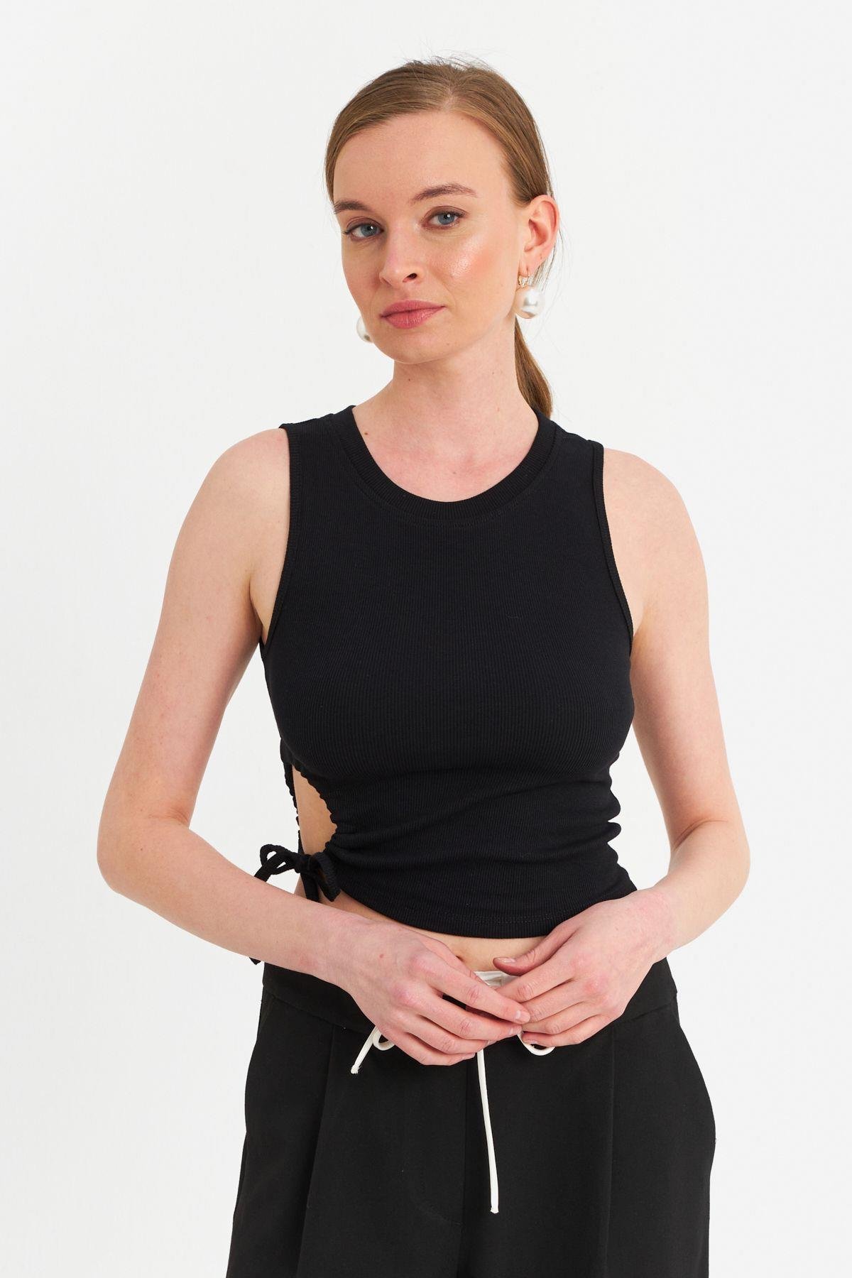 Kadın Bebe Mavi Yanı Büzülebilir Basic Bluz RSP329