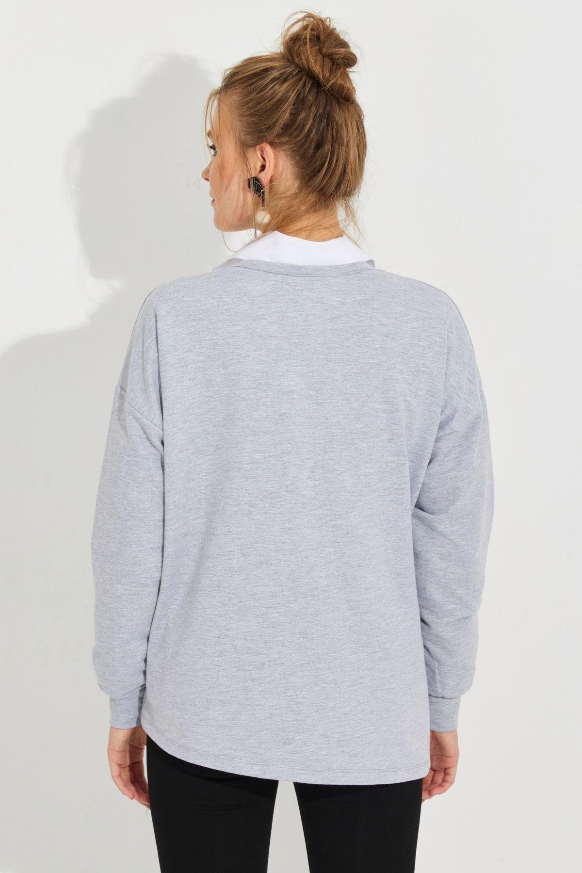Kadın Beyaz Bağlamalı Sweatshirt Yİ2493