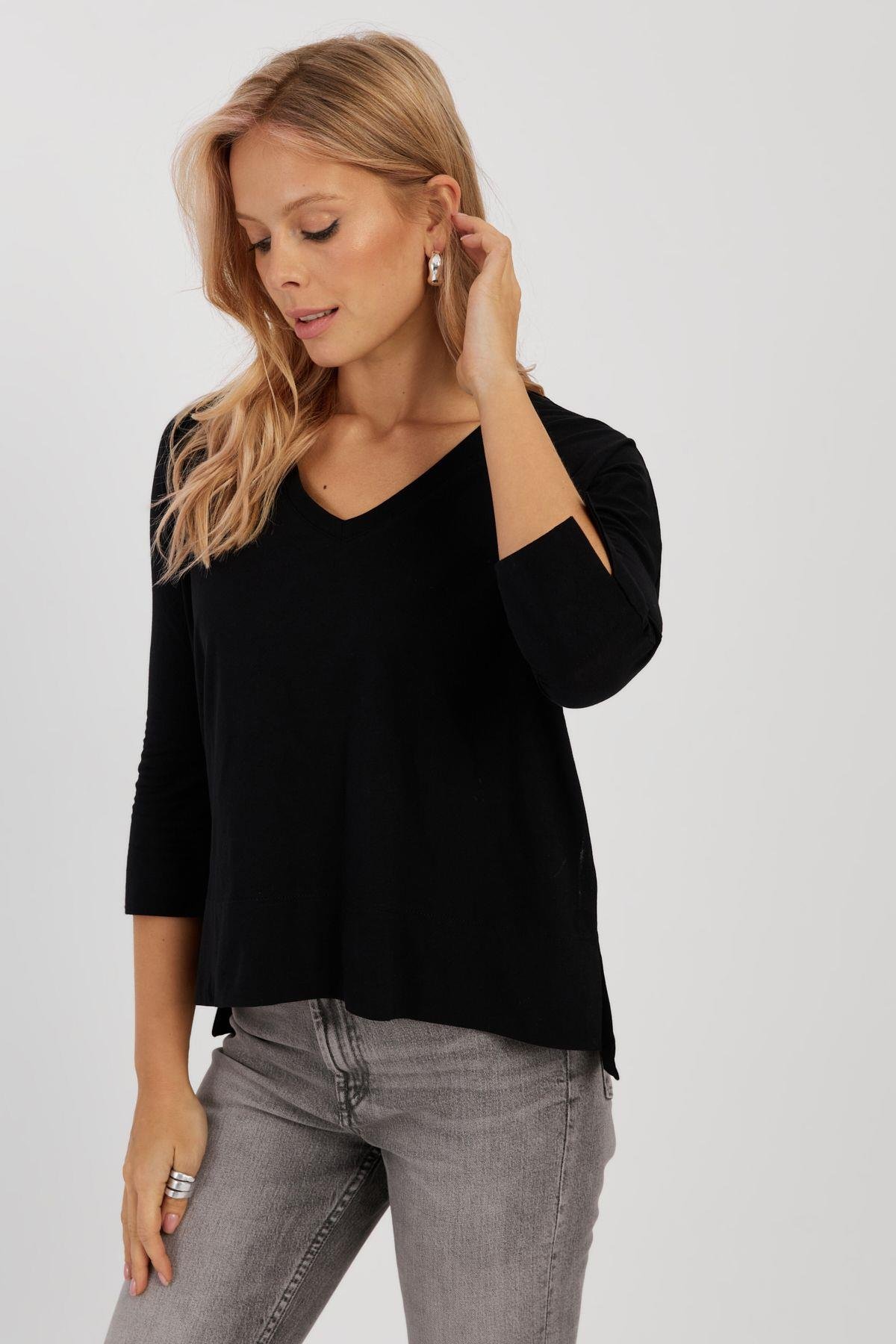 Kadın Beyaz V Yaka T-Shirt LPP1267