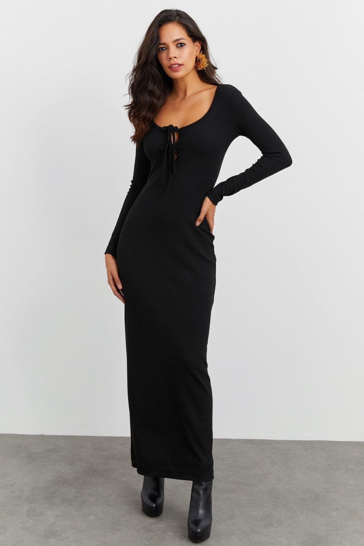 Kadın Bordo Kaşkorse Maxi Elbise EY1513