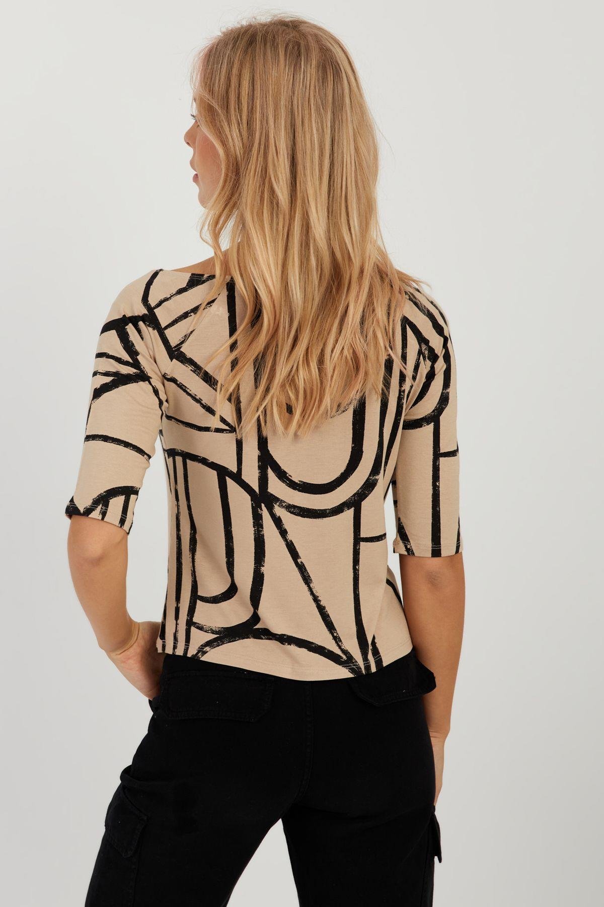 Kadın Camel Desenli Bluz AYD295