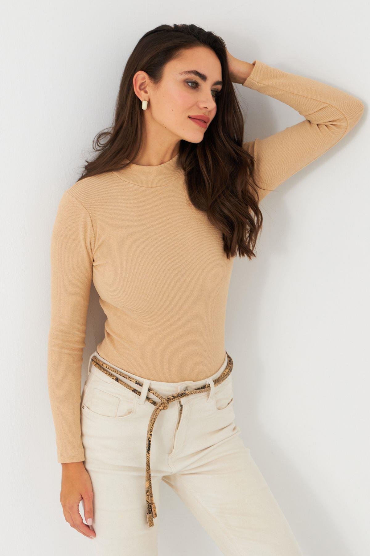 Kadın Camel Kaşkorse Basic Bluz AYD389