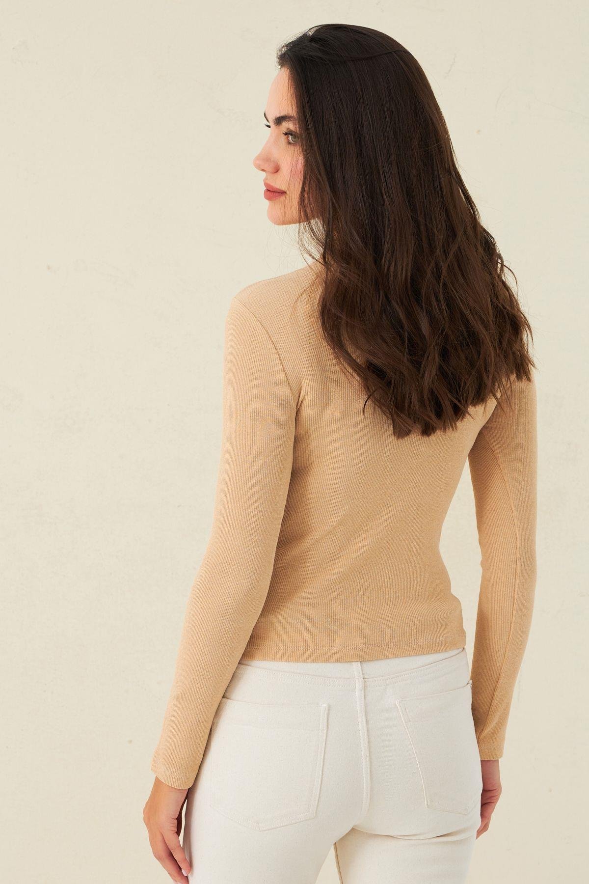 Kadın Camel Kaşkorse Basic Bluz AYD389