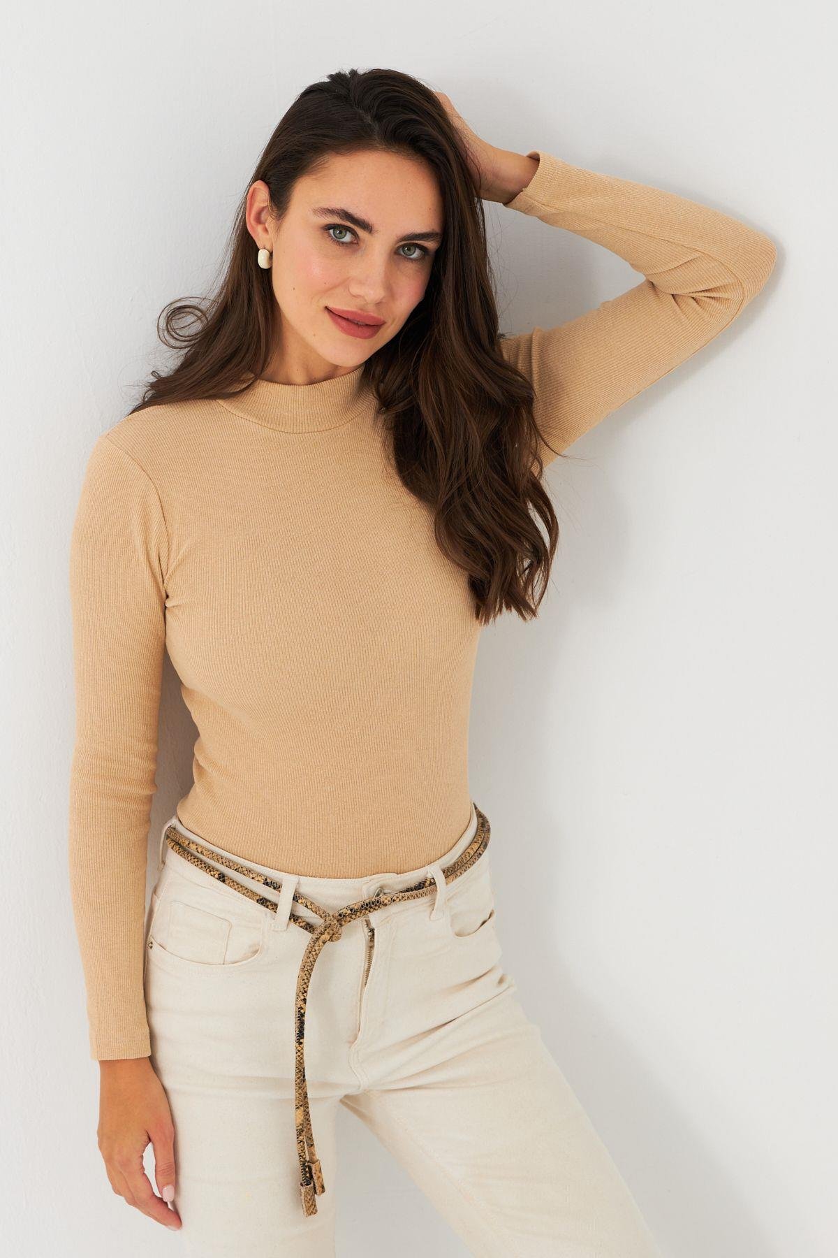 Kadın Camel Kaşkorse Basic Bluz AYD389