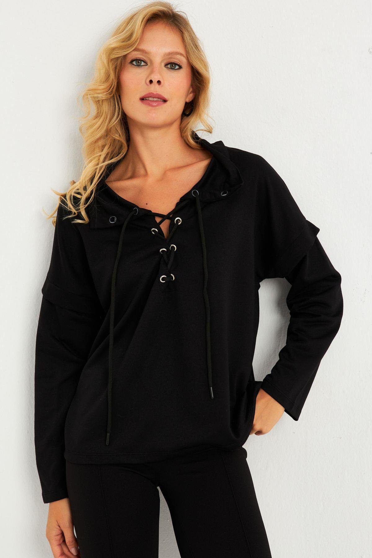 Kadın Camel Kuşgözlü Sweatshirt TF04