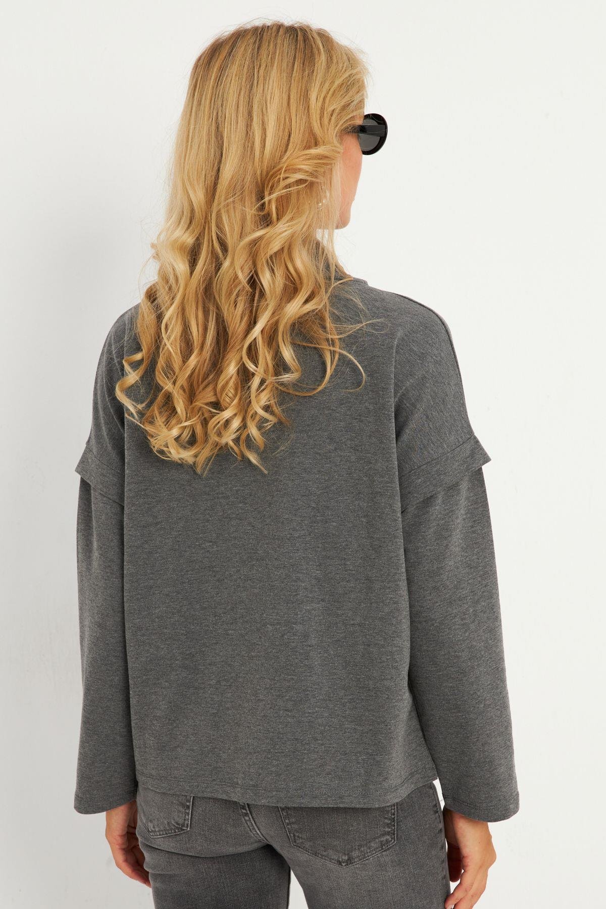 Kadın Camel Kuşgözlü Sweatshirt TF04