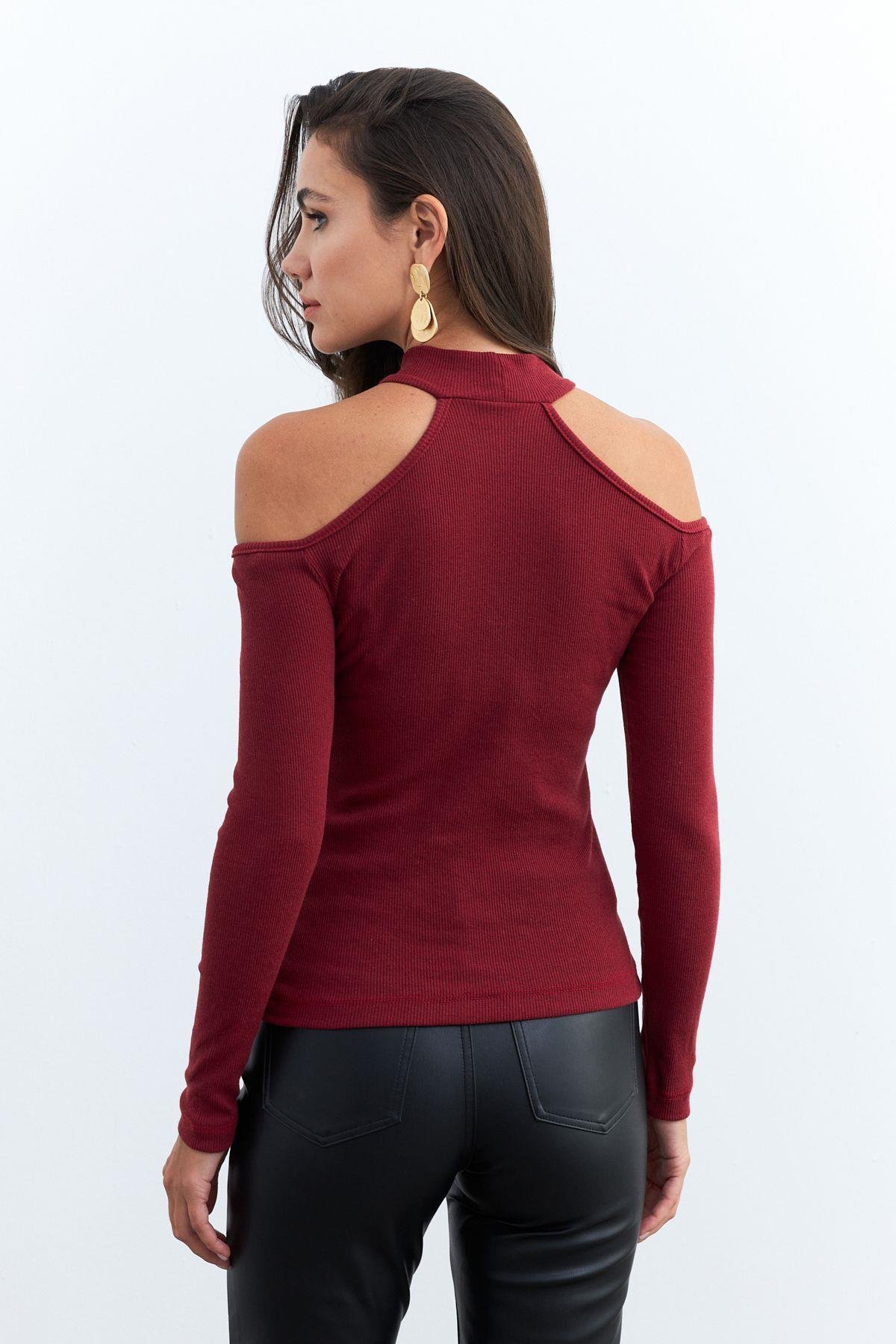 Kadın Camel Omuzları Açık Kaşkorse Bluz EY2590