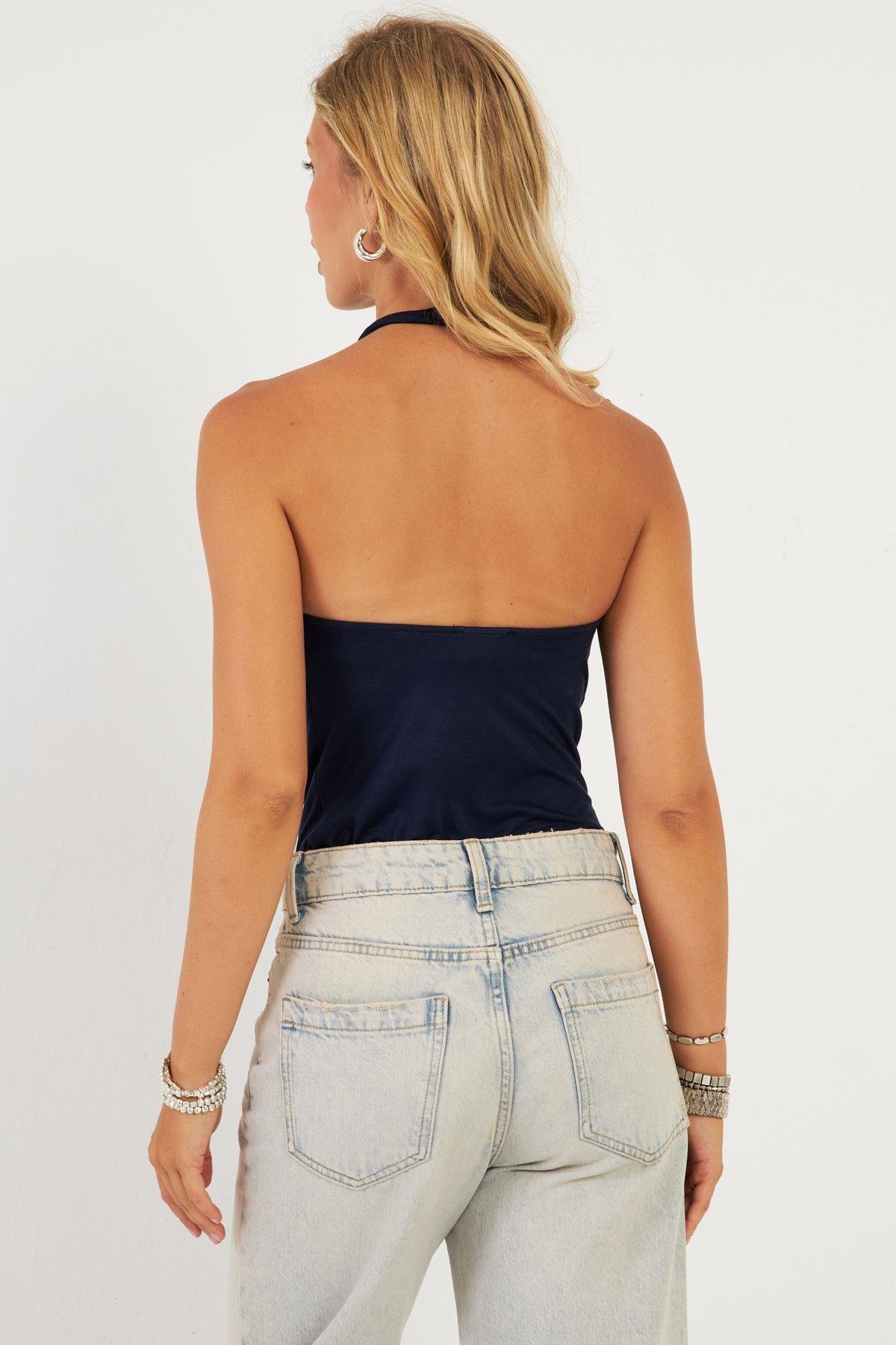 Kadın Camel Sırtı Açık Çıtçıtlı Body LPP1295