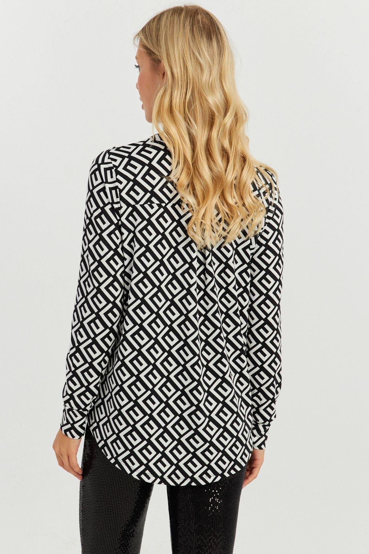 Kadın Camel-Siyah V Yaka Bluz AYD258