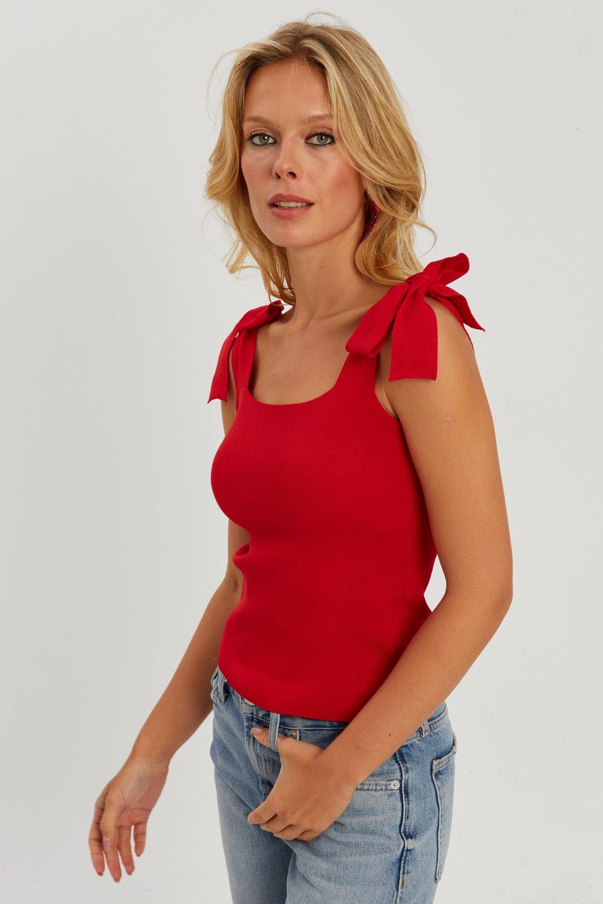 Kadın Camel Triko Bluz YV236