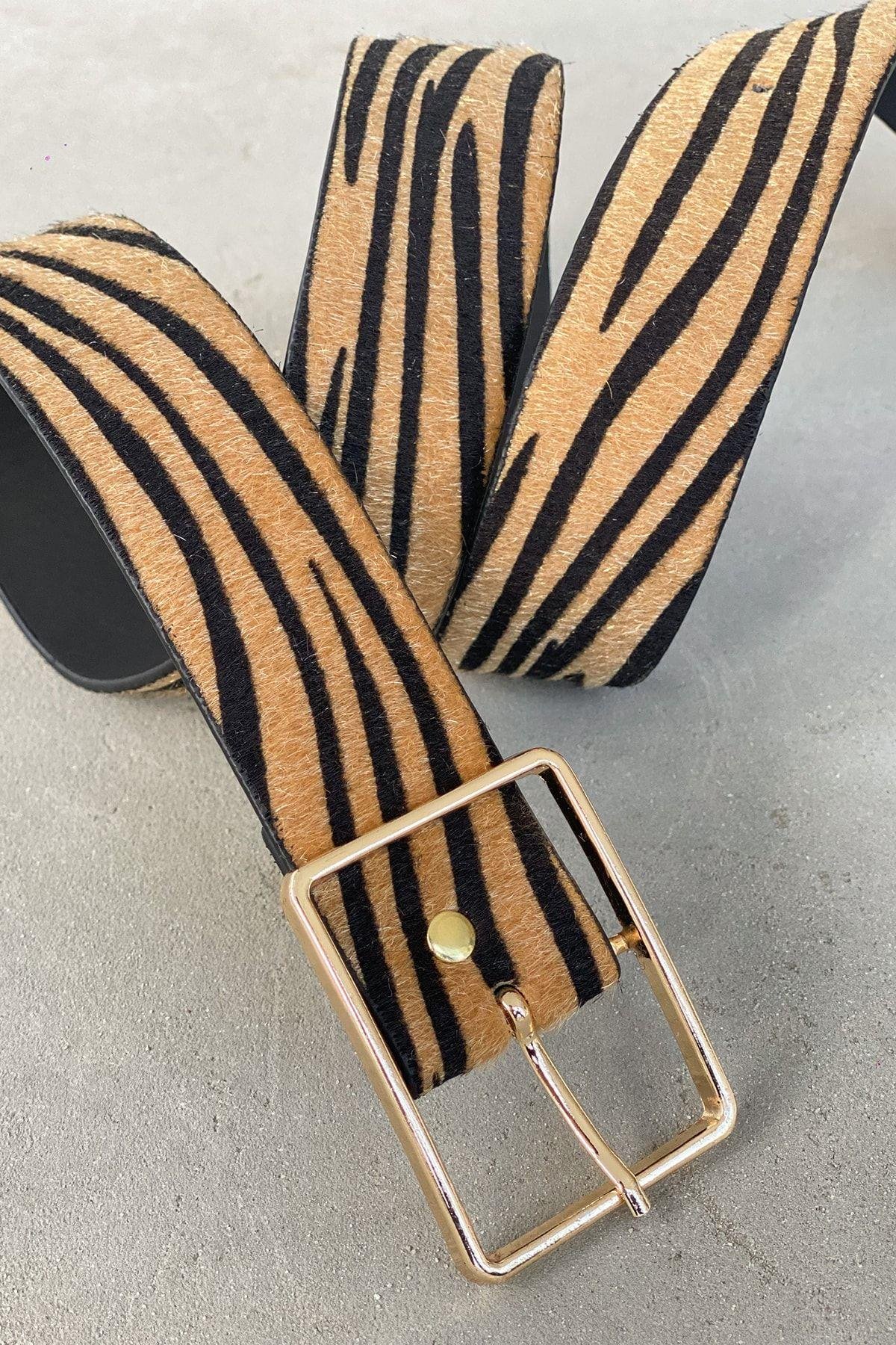 Kadın Camel Zebra Desen Kemer BE608