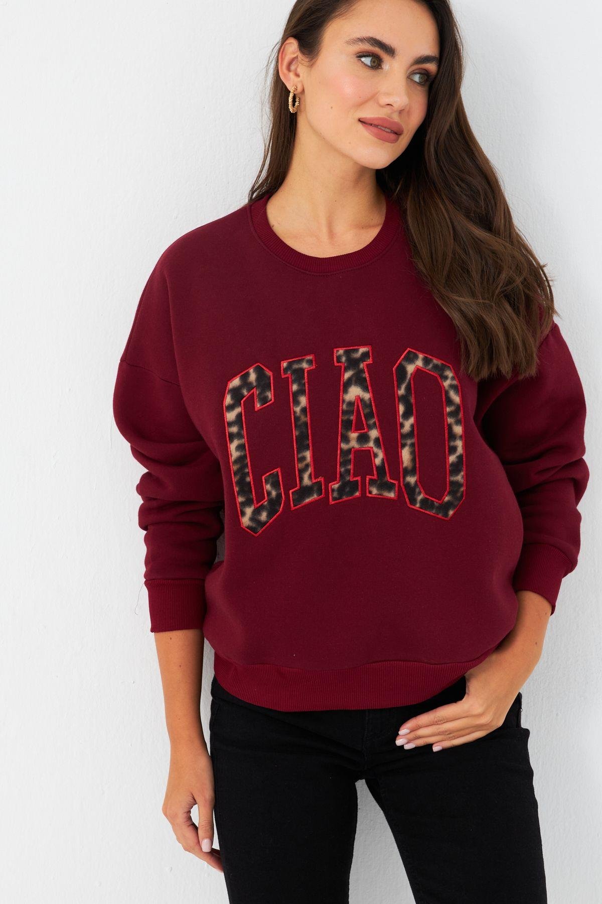 Kadın Ekru Baskılı Sweatshirt MPP6429