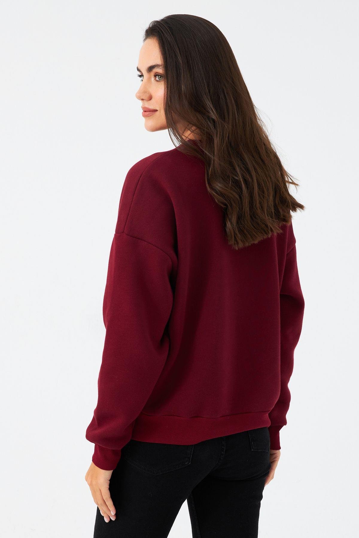 Kadın Ekru Baskılı Sweatshirt MPP6429